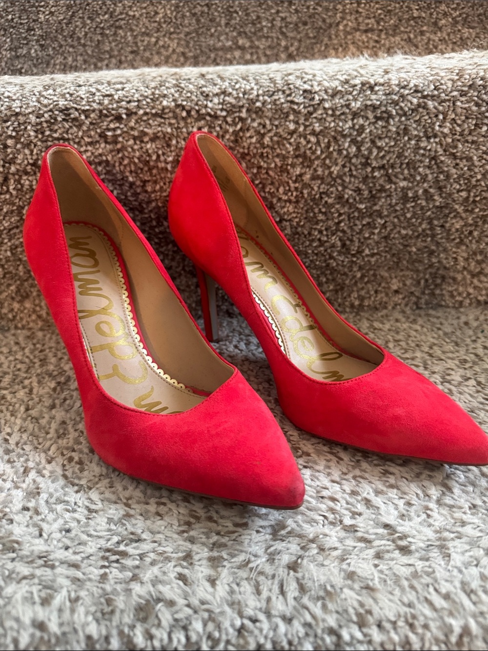 Sam Edelman Coral Suede Pointed-Toe Hazel Pumps
